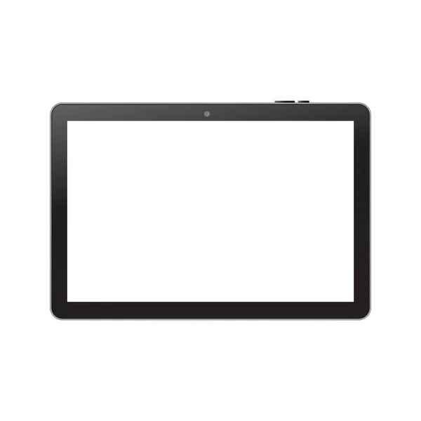 Black tablet mock up on white isolated. Top view. Vector. — Stock Vector