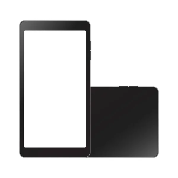 Realistiska digitala tablett mock upp. Främre och bakre vy. Vektor — Stock vektor