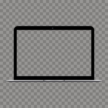 Laptop ile şeffaf perde kadar sahte. Vektör