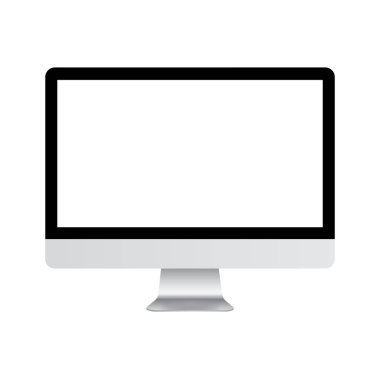 Beyaz ekranlı bilgisayar monitörü. Vektör