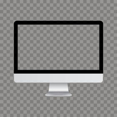 Bilgisayar monitörü ile şeffaf perde alay et. Vektör.