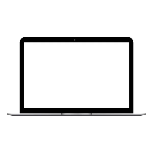 Laptop mit weißer Bildschirm-Attrappe auf. Vektor — Stockvektor