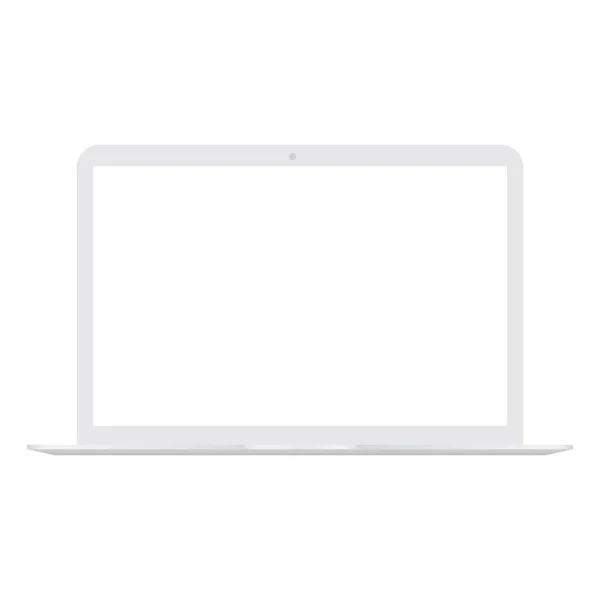 Ordenador portátil blanco con pantalla blanca se burlan. Vector . — Archivo Imágenes Vectoriales