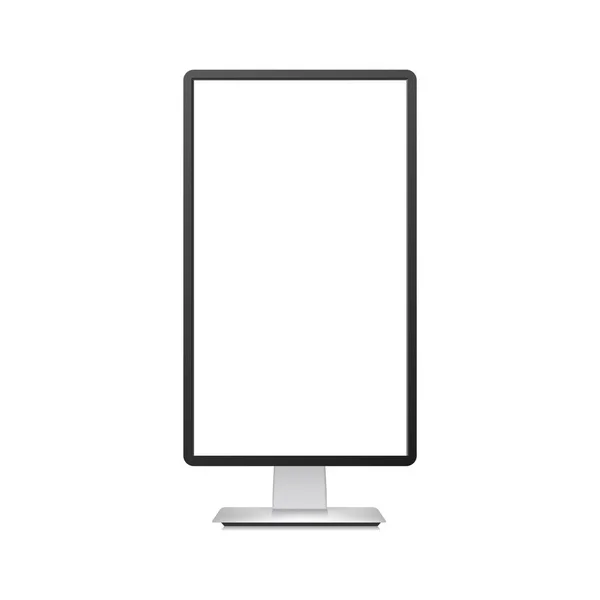 Realistische vertikale TV-Monitor-Attrappe mit weißem Bildschirm. Vektor. — Stockvektor