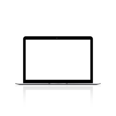 Laptop ile beyaz perde kadar sahte. Vektör