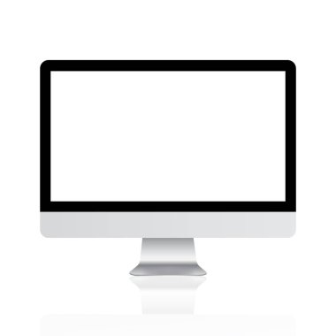 Beyaz ekranlı bilgisayar monitörü. Vektör.