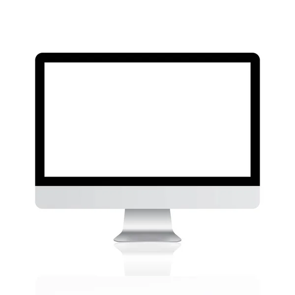 Monitor de computadora con pantalla blanca simulada. Vector . — Archivo Imágenes Vectoriales