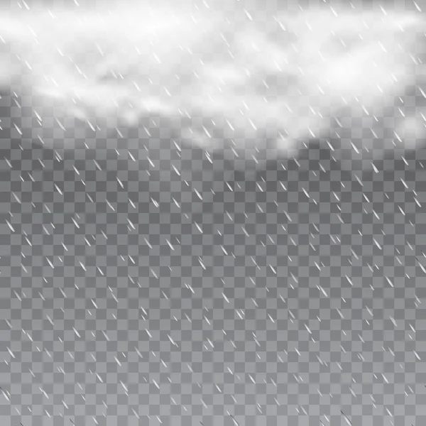 Clima nebbioso e piovoso su sfondo trasparente. Vettore — Vettoriale Stock