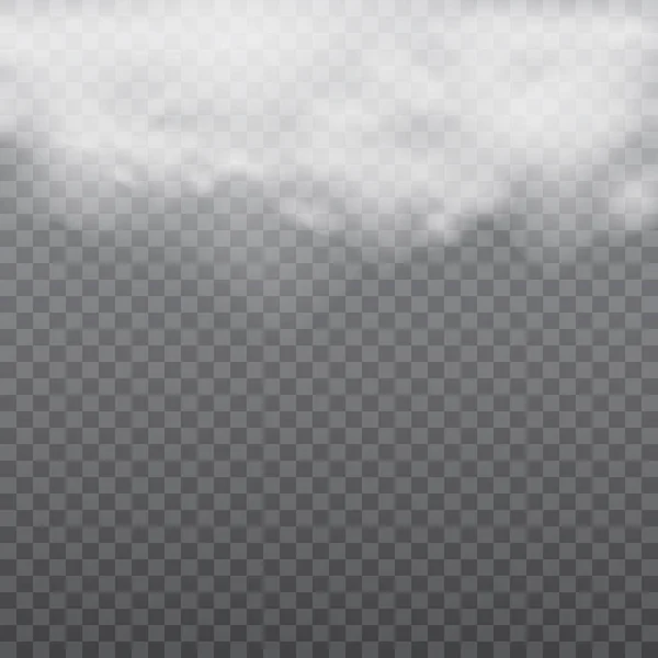 Реалистичные белые облака или туман на прозрачном фоне. Вектор — стоковый вектор