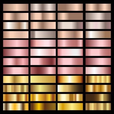 Altın gül kümesi, bronz, gümüş ve altın dokular folyo. Vektör.