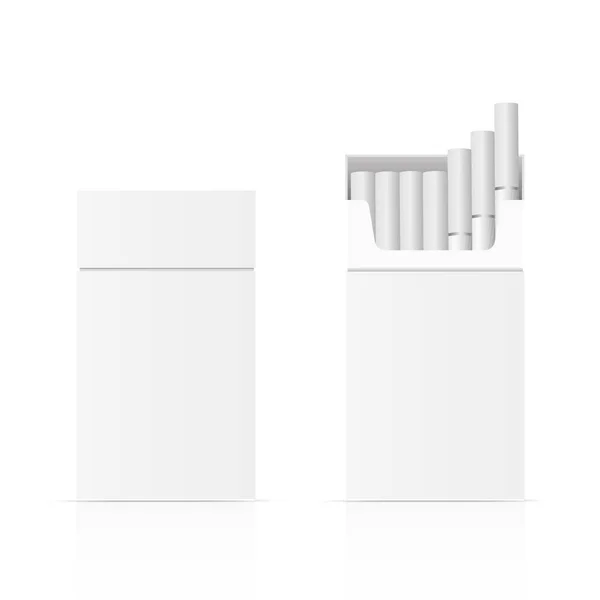 Boîte d'emballage vierge de cigarette isolée sur fond blanc. Vecteur . — Image vectorielle