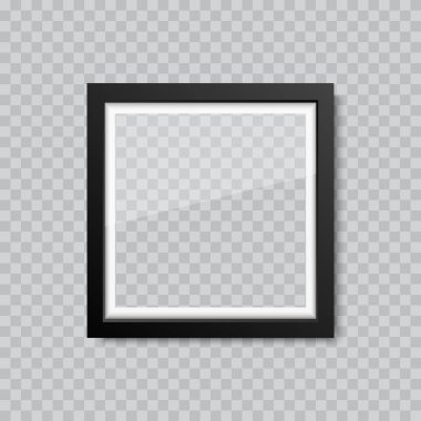 Gerçekçi boş cam çerçeve resmi veya fotoğrafı. Vektör
