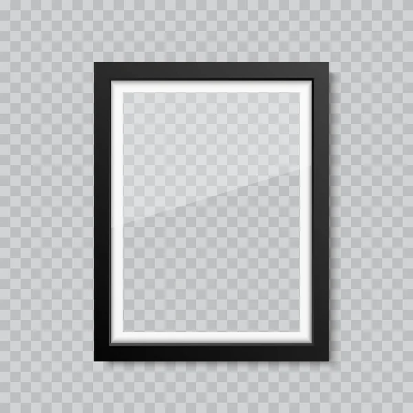 Realistic blank glass picture or photograph frame. Vector — Stock Vector