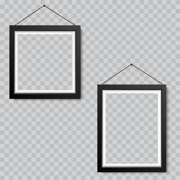 Cuadro en blanco realista o marco de fotografía colgando. Vector . — Archivo Imágenes Vectoriales