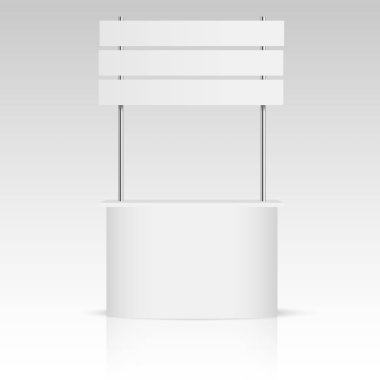 Boş beyaz bir arka plan üzerinde promosyon Stand. Vektör çizim