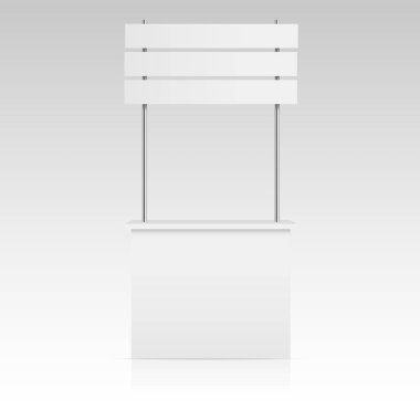 Boş beyaz bir arka plan üzerinde promosyon Stand. Vektör çizim