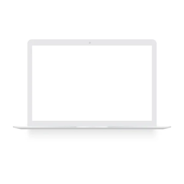 Ordenador portátil con pantalla blanca se burlan. Vector . — Archivo Imágenes Vectoriales