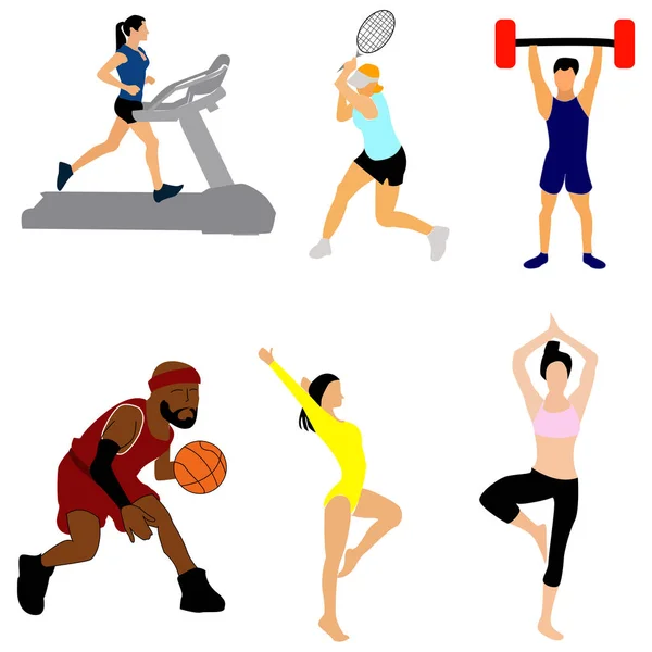 Set of sport men. Vector. — Stock Vector