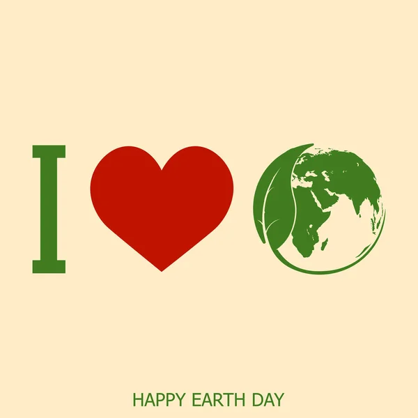 Happy Earth Day Karte mit Erde und Baum. Vektor — Stockvektor