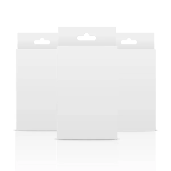 White Product Package Box mit Hang Slot. Attrappe auf. Vektor — Stockvektor