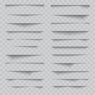 Şeffaf gerçekçi kağıt gölge efekti ayarlayın. Vektör.