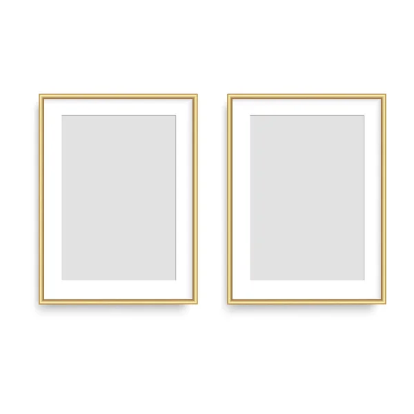 Moldura de foto quadrada dourada realista. Vetor — Vetor de Stock