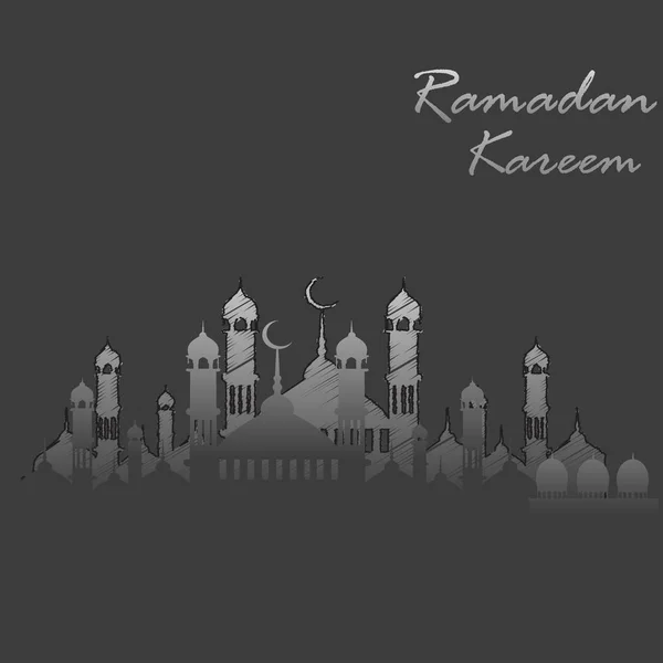 Ramadan Kareem cartão de saudação com ornamentos islâmicos. Vetor —  Vetores de Stock