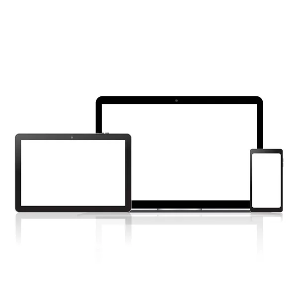 Mock up of Computer, Laptop, tablet and smart phone. Vector. — Stock Vector