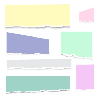 Beyaz sökük dizüstü kağıt, metin veya mesaj için yırtık Not kağıt şeritler. Vektör