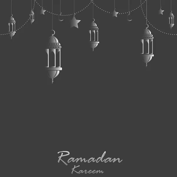 Tarjeta de felicitación Ramadán Kareem con adornos islámicos. Vector . — Vector de stock