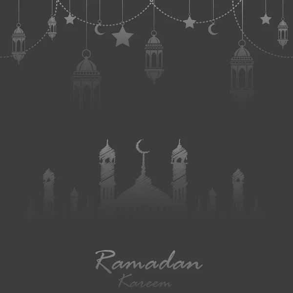 Ramadan Kareem cartão de saudação com ornamentos islâmicos. Vetor . — Vetor de Stock