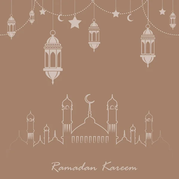 Ramadan Kareem greeting card with Islamic ornaments. Vector. — Stock Vector