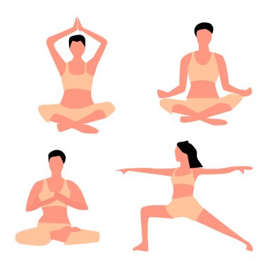 Yoga kavramları kümesi. Vektör.
