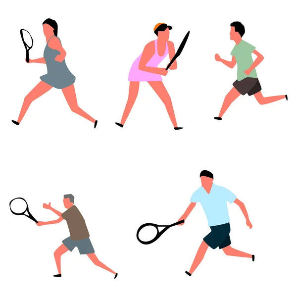 Набор теннисистов. Вектор — стоковый вектор