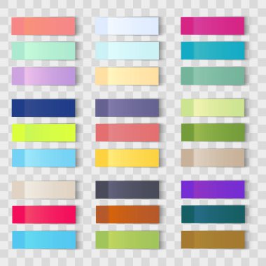 Ofis kağıt sayfalarının veya şeffaf bir arka plan üzerinde izole gölge ile yapışkan sopa kümesidir. Vektör