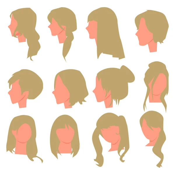 Vackra kvinnor Hair Style samlingar. Vektor. — Stock vektor