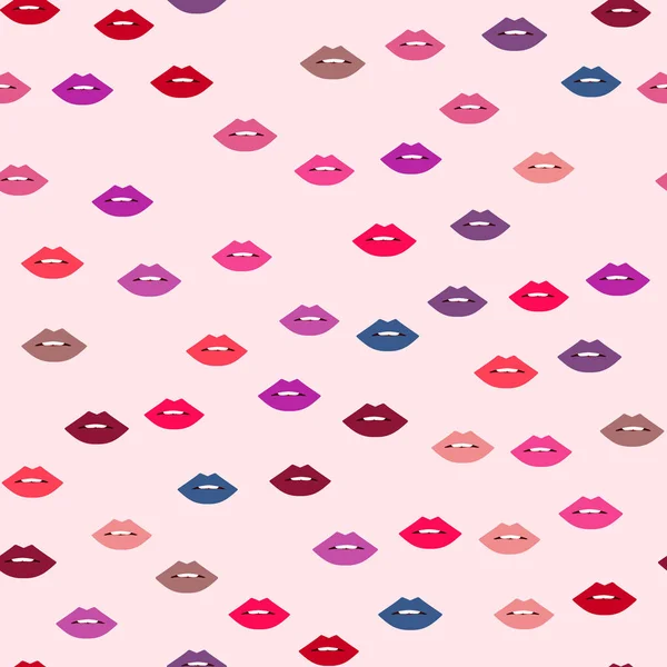 Nahtloses Muster mit unterschiedlichen Cartoon-Lippen. Vektor. — Stockvektor
