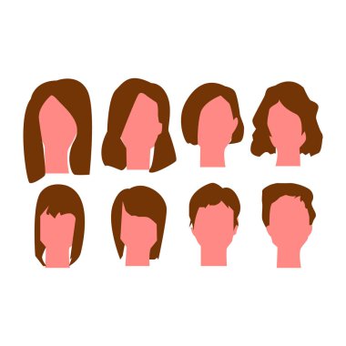 Güzel kadın saç stili koleksiyonları. Vektör