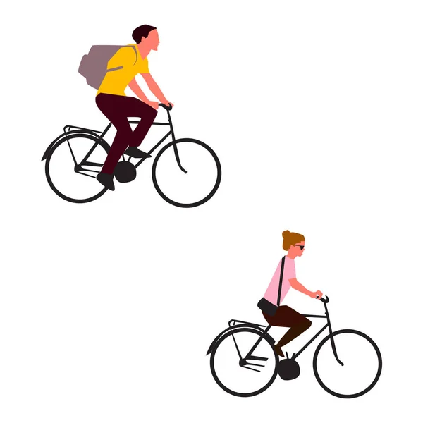 Boy and girl riding on bicycle. Vector. — Stock Vector