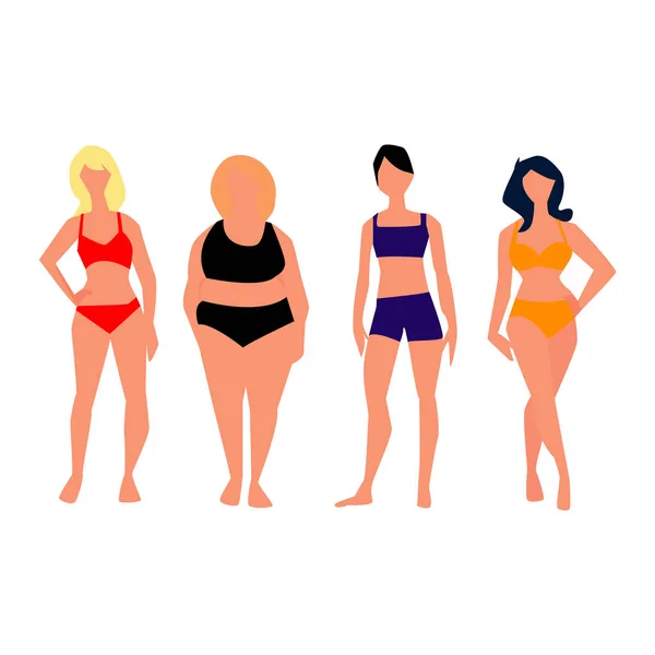 Ensemble de femmes avec maillots de bain. Vecteur . — Image vectorielle