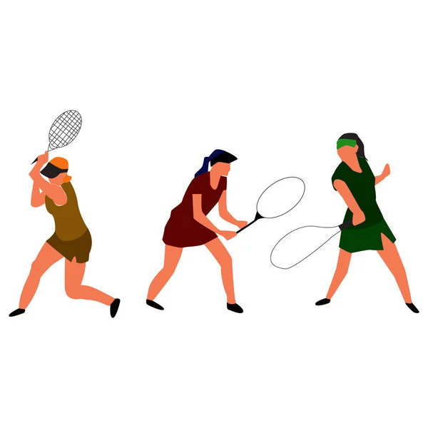 Set of tennis players. Vector. — Stock Vector