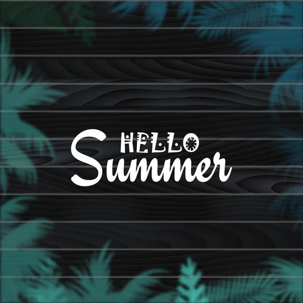 Hola tarjeta de verano con hojas de palma. Vector — Archivo Imágenes Vectoriales