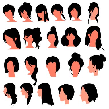 Güzel kadın saç stili koleksiyonları. Vektör .