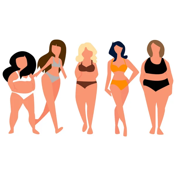 Mujer gorda con ropa de mar. vector . — Archivo Imágenes Vectoriales