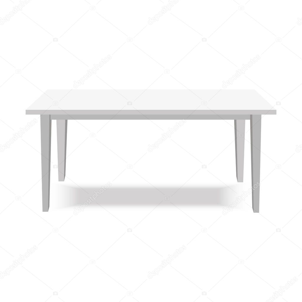 Realistic white table on white background. Vector
