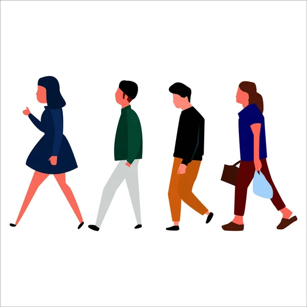 Ensemble de personnes marchant.. Vecteur . — Image vectorielle