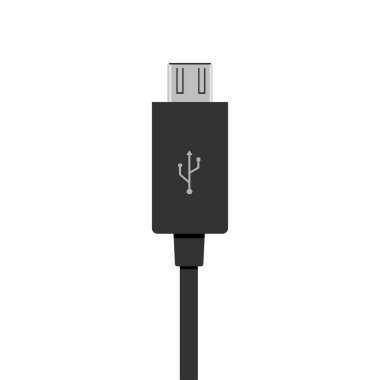 Gerçekçi Usb kablosu beyaz izole. Vektör