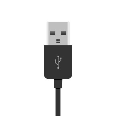 Gerçekçi Usb kablosu beyaz izole. Vektör