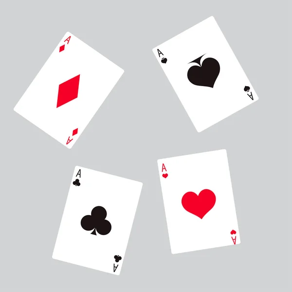 Set von Vektor-Ass-Spielkarten grauer roter Hintergrund. Vektor. — Stockvektor