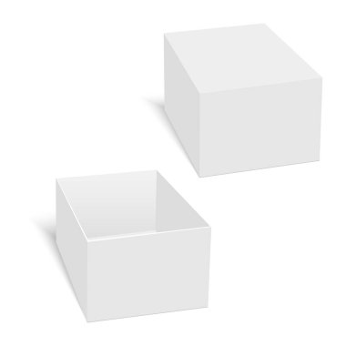 Açılan ve kapalı kutu mockup. Vektör